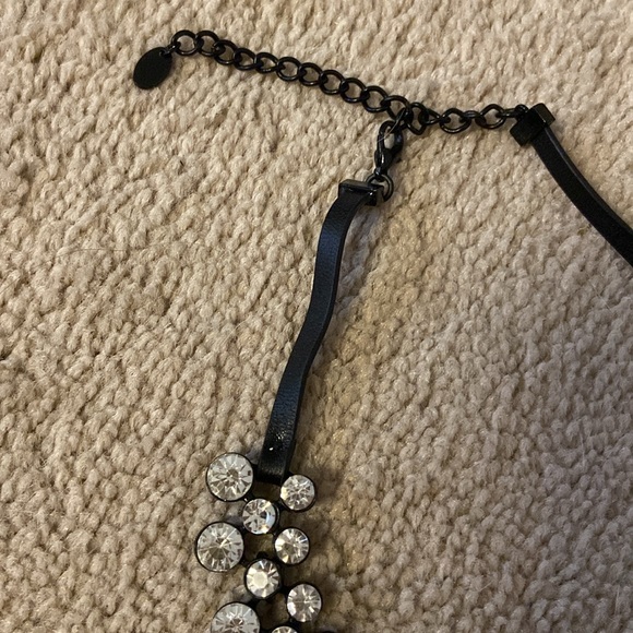 Faux Leather Crystal Statement Necklace - Picture 2 of 2